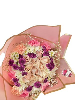 Bouquet de rosas grande decorado con papel koreano